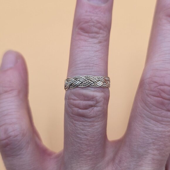 Size 6 Sterling Silver Braided Rustic Handmade Band Ring A5433 - Picture 2 of 7
